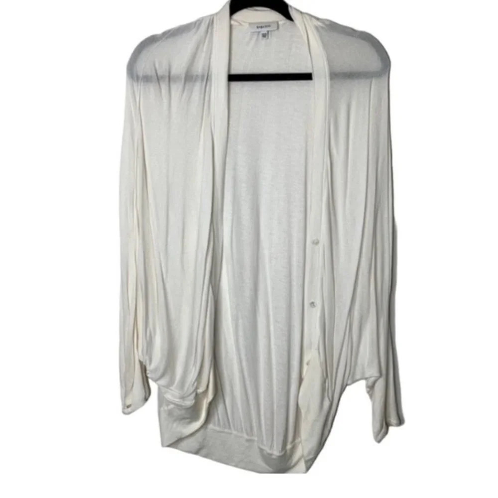 Aritzia Babaton Cardigan Sweater Dolman 3/4 Length Sleeve Button front Off White - Picture 2 of 10